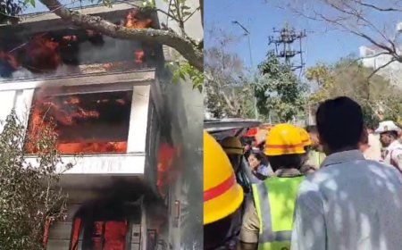 ಮೂರಂತಸ್ತಿನ ಕಟ್ಟಡಕ್ಕೆ ಬೆಂಕಿ: ಇಬ್ಬರು ಕಾರ್ಮಿಕರು ದುರ್ಮರಣ!