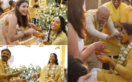 ಧನಂಜಯ್-ಧನ್ಯತಾ ಅರಿಶಿಣ ಶಾಸ್ತ್ರ: ಡಾಲಿ ಮುಖದಲ್ಲಿ ಮದುಮಗನ ಕಳೆ