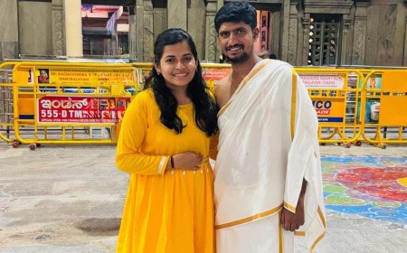 ಗಂಡನೊಂದಿಗೆ ಫೋಟೋಗೆ ಫೋಸ್ ಕೊಟ್ಟ ಗಾಯಕಿ ಪೃಥ್ವಿ ಭಟ್! ರಾಘವೇಂದ್ರನ ದರ್ಶನ ಪಡೆದ ಜೋಡಿ!