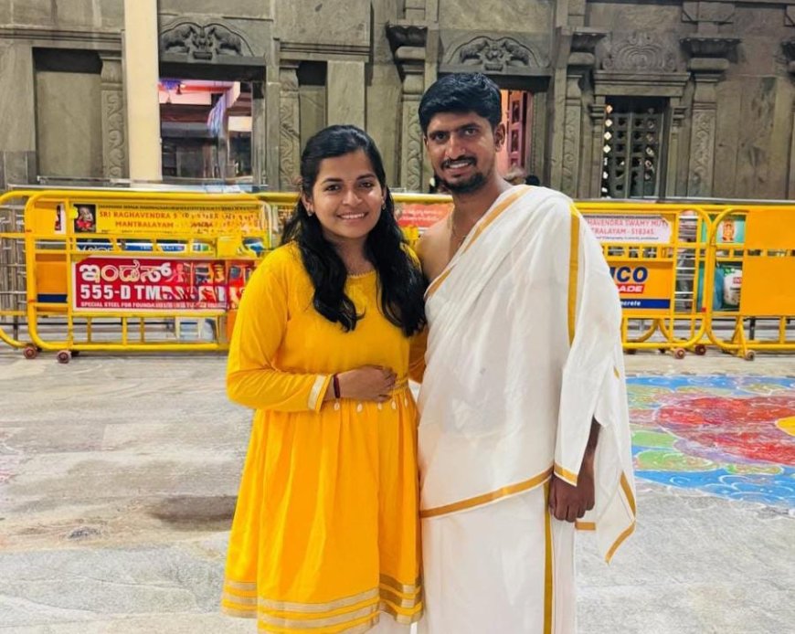 ಗಂಡನೊಂದಿಗೆ ಫೋಟೋಗೆ ಫೋಸ್ ಕೊಟ್ಟ ಗಾಯಕಿ ಪೃಥ್ವಿ ಭಟ್! ರಾಘವೇಂದ್ರನ ದರ್ಶನ ಪಡೆದ ಜೋಡಿ!