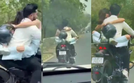 ಚಲಿಸುತ್ತಿದ್ದ ಬೈಕ್'ನಲ್ಲೇ ರೋಮ್ಯಾನ್ಸ್: ಪೊಲೀಸರು ಕೊಟ್ರು ಶಾಕ್ .! ಲವ್ ಬರ್ಡ್ಸ್ ಕಕ್ಕಾಬಿಕ್ಕಿ