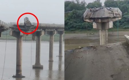 Vadodara Gambhira Bridge: ಮಧ್ಯದಲ್ಲೇ ಕುಸಿತ ಸೇತುವೆ: ನೀರಿಗೆ ಬಿದ್ದ ವಾಹನಗಳು – ಮೂವರು ಸಾವು..!