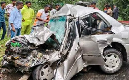 Tragic Accident: ಲಾರಿ - ಕಾರು ನಡುವೆ ಭೀಕರ ಅಪಘಾತ: ನಾಲ್ವರ ದಾರುಣ ಸಾವು..!