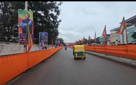 ಪ್ರಧಾನಿ ಮೋದಿ ಸ್ವಾಗತಕ್ಕೆ ಕೇಸರಿ ಮಯವಾದ ಸಿಲಿಕಾನ್ ಸಿಟಿ ಬೆಂಗಳೂರು..!!